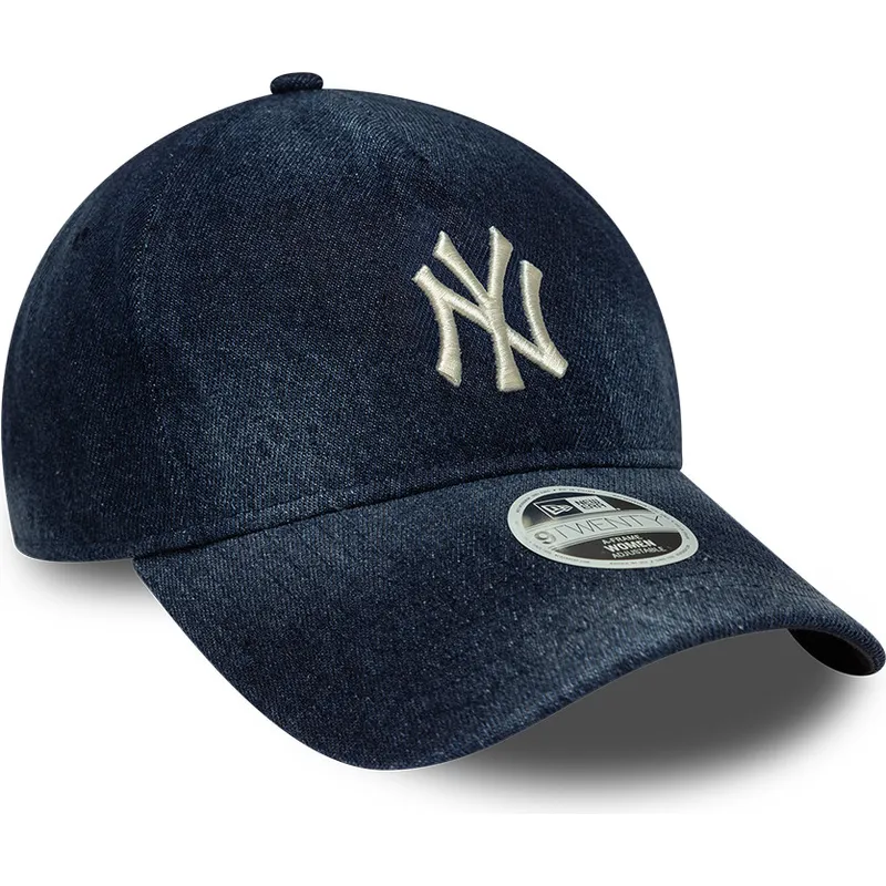 casquette-courbee-bleue-marine-ajustable-pour-femme-9twenty-a-frame-denim-new-york-yankees-mlb-new-era