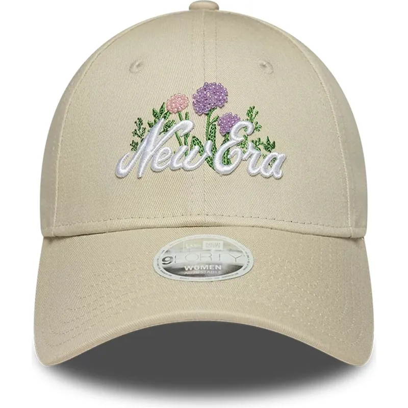 casquette-courbee-beige-ajustable-pour-femme-9forty-beaded-new-era