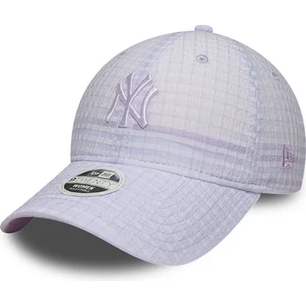 Casquette courbée violette ajustable avec logo violet pour femme 9TWENTY Seersucker New York Yankees MLB New Era