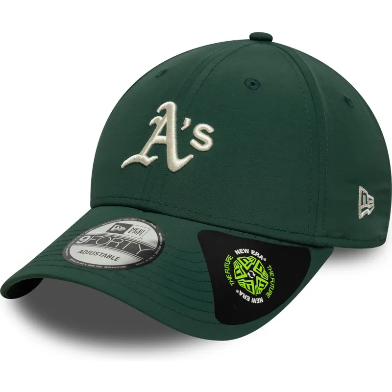 casquette-courbee-verte-ajustable-9forty-recycled-midi-oakland-athletics-mlb-new-era