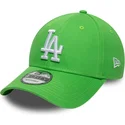 casquette-courbee-verte-claire-ajustable-avec-logo-blanc-9forty-league-essential-los-angeles-dodgers-mlb-new-era