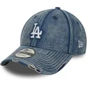 casquette-courbee-bleue-ajustable-9forty-acid-wash-denim-los-angeles-dodgers-mlb-new-era