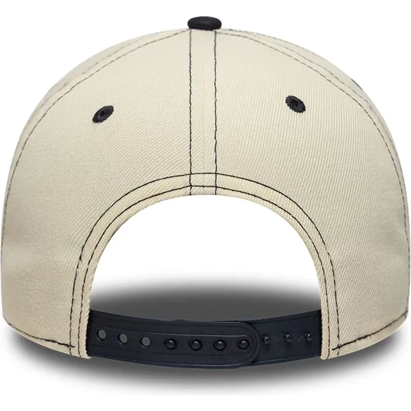 casquette-courbee-beige-et-bleue-marine-snapback-e-frame-city-icon-new-york-yankees-mlb-new-era