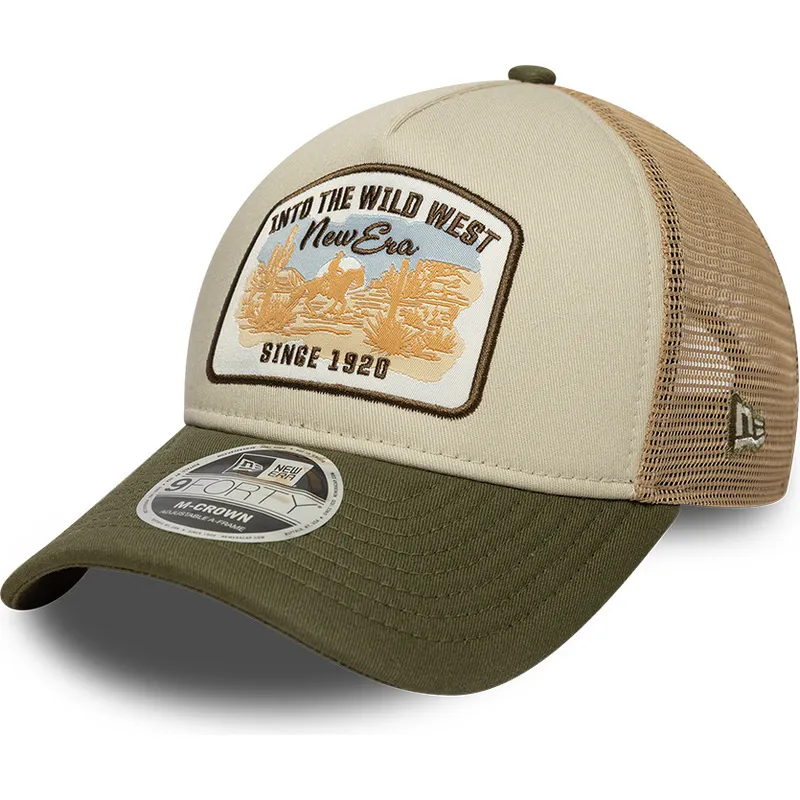 casquette-trucker-beige-et-verte-9forty-m-crown-a-frame-new-era