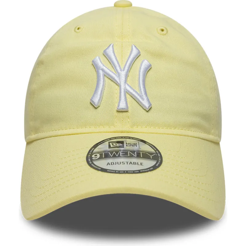 casquette-courbee-jaune-claire-ajustable-9twenty-league-essential-new-york-yankees-mlb-new-era