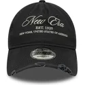 casquette-courbee-noire-ajustable-9twenty-wash-distress-a-frame-new-era