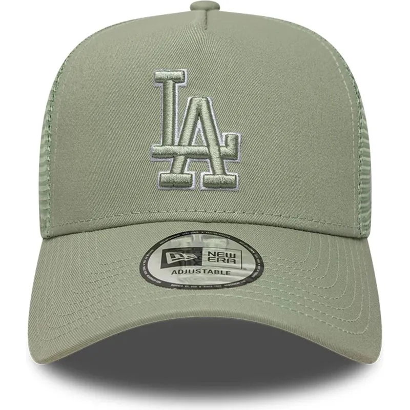casquette-trucker-verte-avec-logo-vert-a-frame-outline-los-angeles-dodgers-mlb-new-era