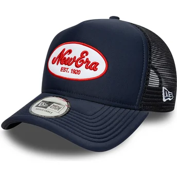 Casquette trucker bleue marine A Frame Oval Foam Patch...