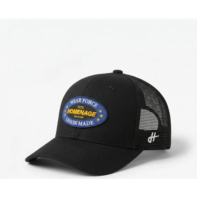 casquette-trucker-noire-union-workwear-the-trucker-homenage