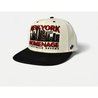 Casquette plate beige et noire snapback NYSKY Skylines The Snap Homenage