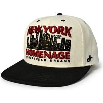 Casquette plate beige et noire snapback NYSKY Skylines The Snap Homenage