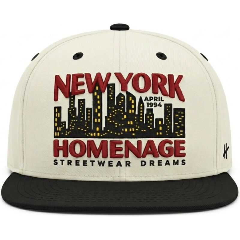casquette-plate-beige-et-noire-snapback-nysky-skylines-the-snap-homenage casquette-plate-beige-et-noire-snapback-nysky-skylines-the-snap-homenage