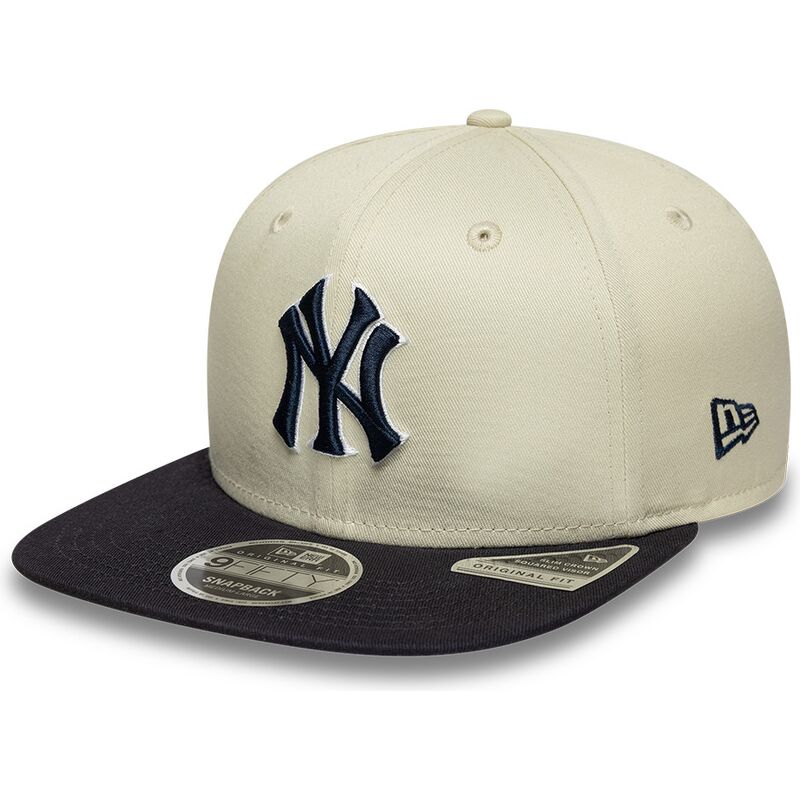 casquette-plate-beige-snapback-avec-logo-bleu-marine-9fifty-original-fit-world-series-new-york-yankees-mlb-new-era