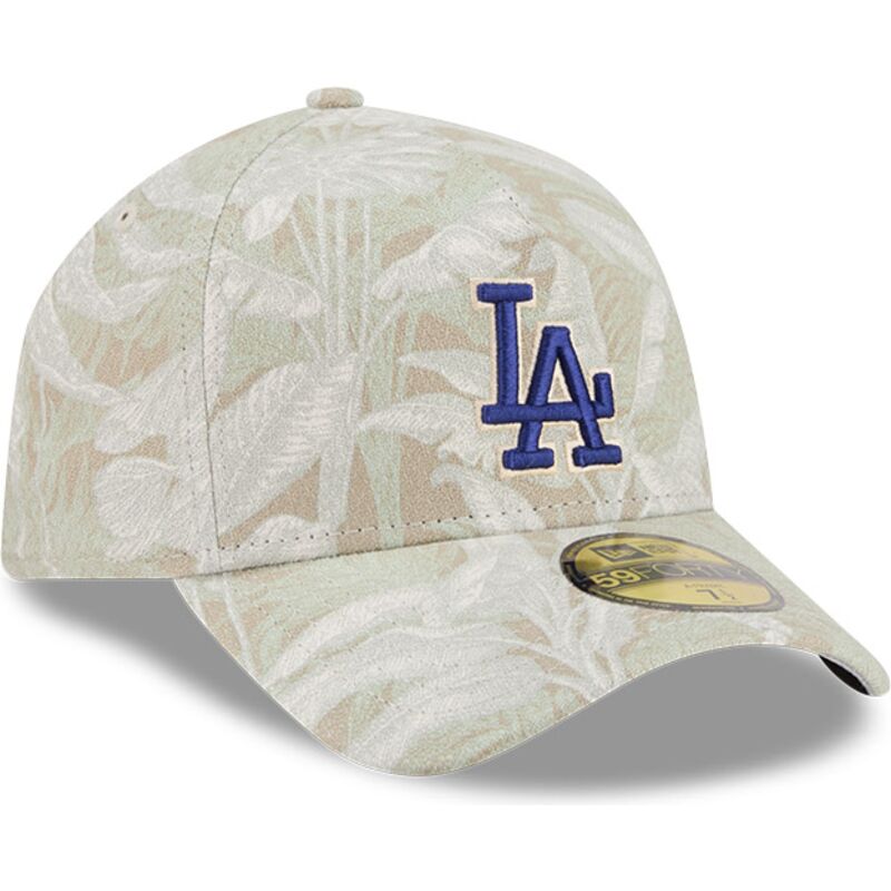 casquette-courbee-beige-ajustee-59forty-a-frame-leafy-palm-los-angeles-dodgers-mlb-new-era