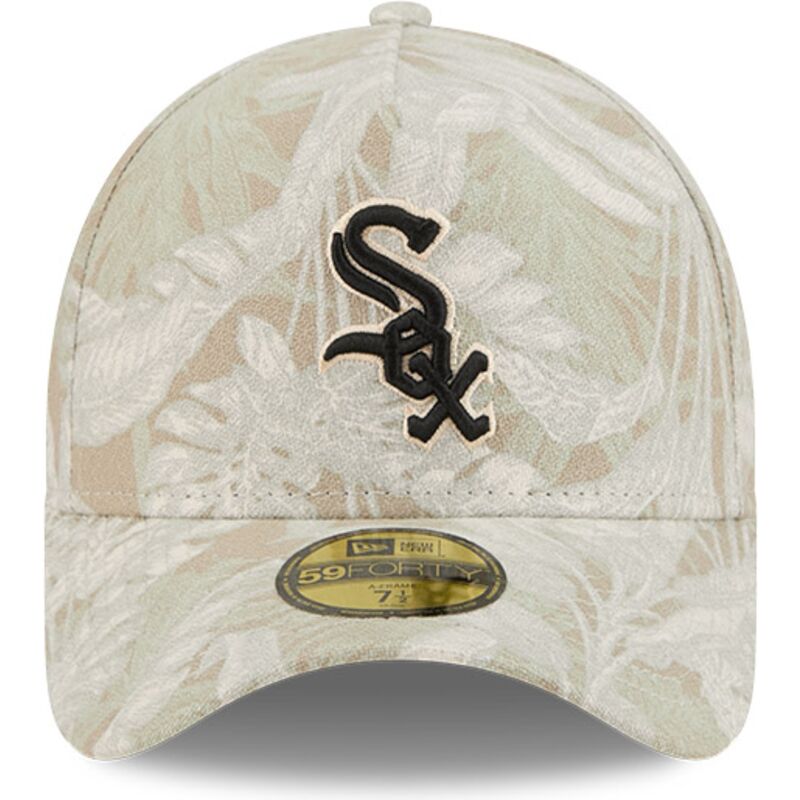 casquette-courbee-beige-ajustee-59forty-a-frame-leafy-palm-chicago-white-sox-mlb-new-era