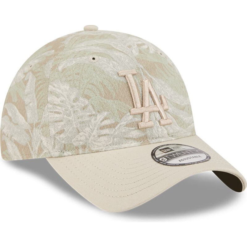 casquette-courbee-beige-ajustable-9twenty-leafy-palm-los-angeles-dodgers-mlb-new-era