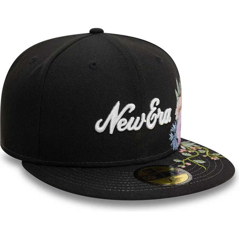 casquette-plate-noire-ajustee-59fifty-floral-emb-new-era