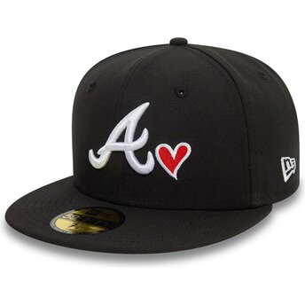 Casquette plate noire ajustée 59FIFTY Heart Icon Atlanta Braves MLB New Era