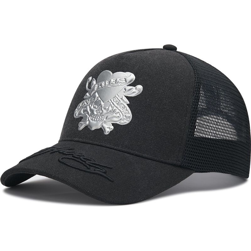 casquette-trucker-noire-love-kills-slowly-washed-ed-hardy
