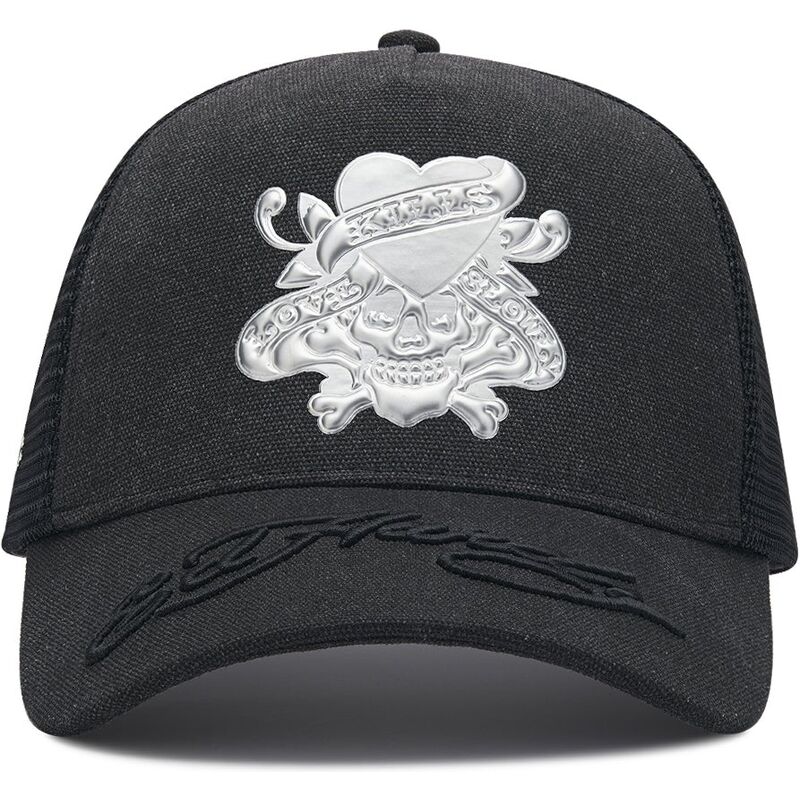 casquette-trucker-noire-love-kills-slowly-washed-ed-hardy