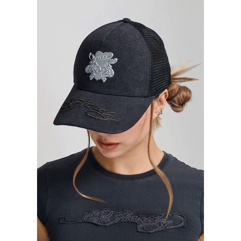 casquette-trucker-noire-love-kills-slowly-washed-ed-hardy