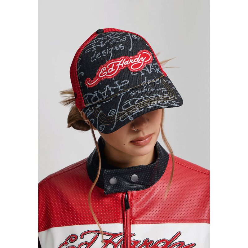 casquette-trucker-noire-et-rouge-don-denim-ed-hardy casquette-trucker-noire-et-rouge-don-denim-ed-hardy