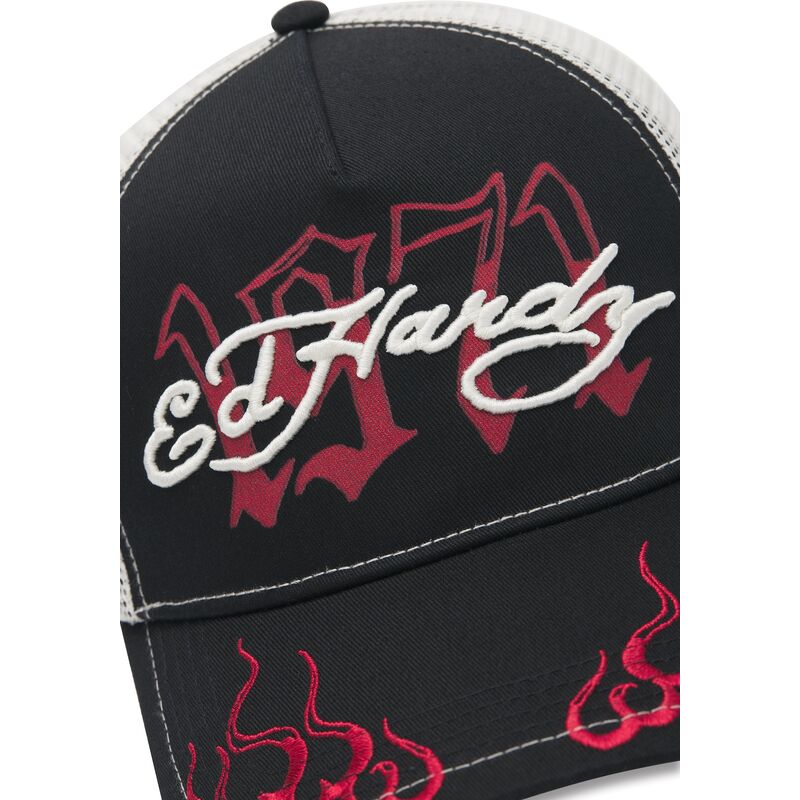 casquette-trucker-noire-beige-et-rouge-1971-ed-hardy casquette-trucker-noire-beige-et-rouge-1971-ed-hardy