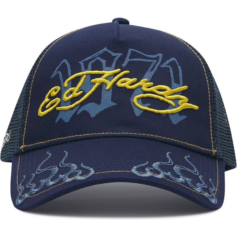 casquette-trucker-bleue-marine-et-jaune-1971-ed-hardy casquette-trucker-bleue-marine-et-jaune-1971-ed-hardy