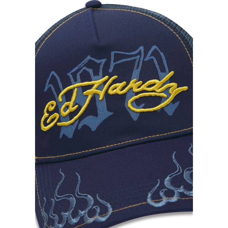 casquette-trucker-bleue-marine-et-jaune-1971-ed-hardy casquette-trucker-bleue-marine-et-jaune-1971-ed-hardy