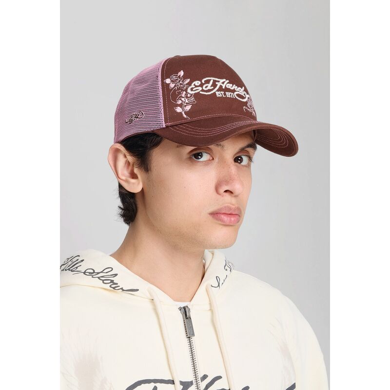 casquette-trucker-marron-et-rose-skull-and-roses-ed-hardy casquette-trucker-marron-et-rose-skull-and-roses-ed-hardy