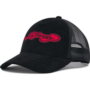 Casquette trucker noire Embroidery Applique Cord Ed Hardy