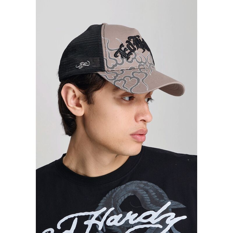 casquette-trucker-grise-et-noire-flaming-ed-hardy casquette-trucker-grise-et-noire-flaming-ed-hardy