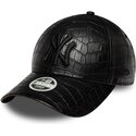 casquette-courbee-noire-ajustable-pour-femme-avec-logo-noir-9forty-pu-pattern-new-york-yankees-mlb-new-era