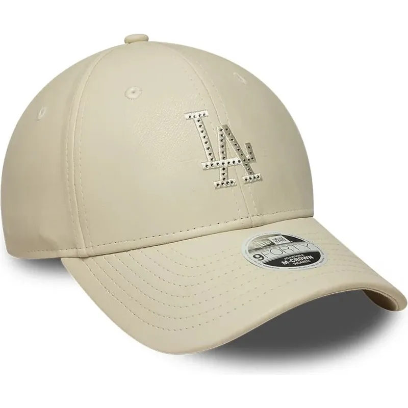 casquette-courbee-beige-snapback-pour-femme-avec-logo-beige-9forty-m-crown-pu-diamante-los-angeles-dodgers-mlb-new-era casquette-courbee-beige-snapback-pour-femme-avec-logo-beige-9forty-m-crown-pu-diamante-los-angeles-dodgers-mlb-new-era