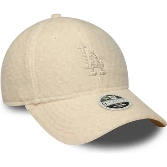 Casquette courbée beige snapback pour femme avec logo beige 9FORTY M-Crown Winter Borg Los Angeles Dodgers MLB New Era