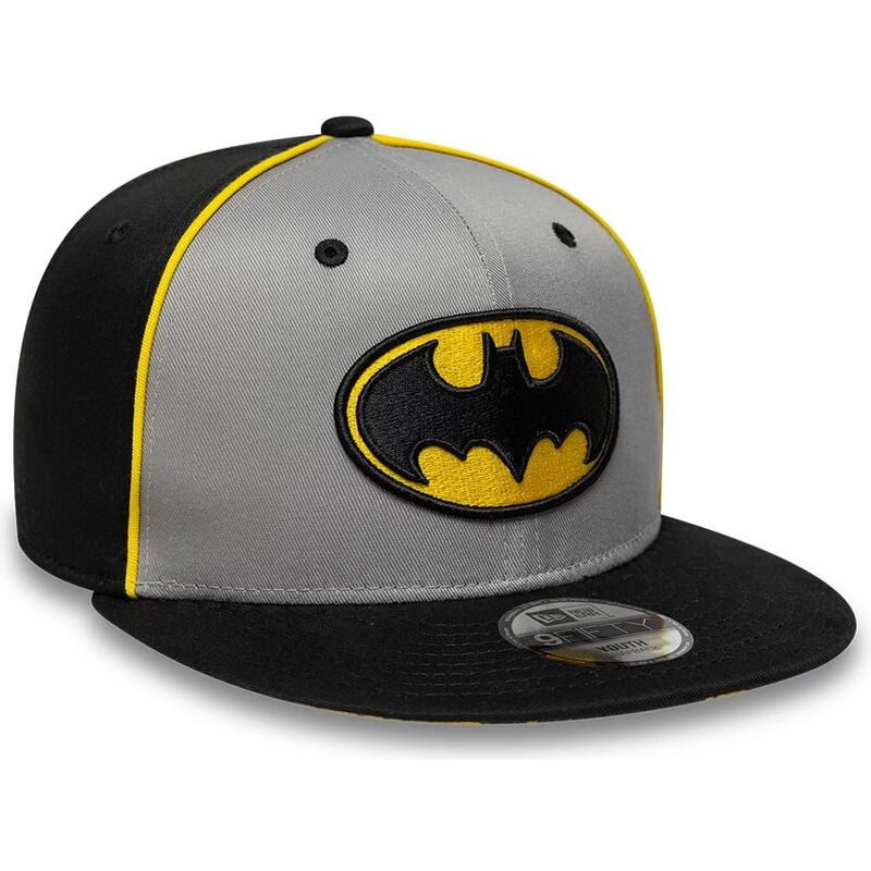 casquette-plate-grise-et-noire-snapback-pour-enfant-9fifty-piping-batman-dc-comics-new-era