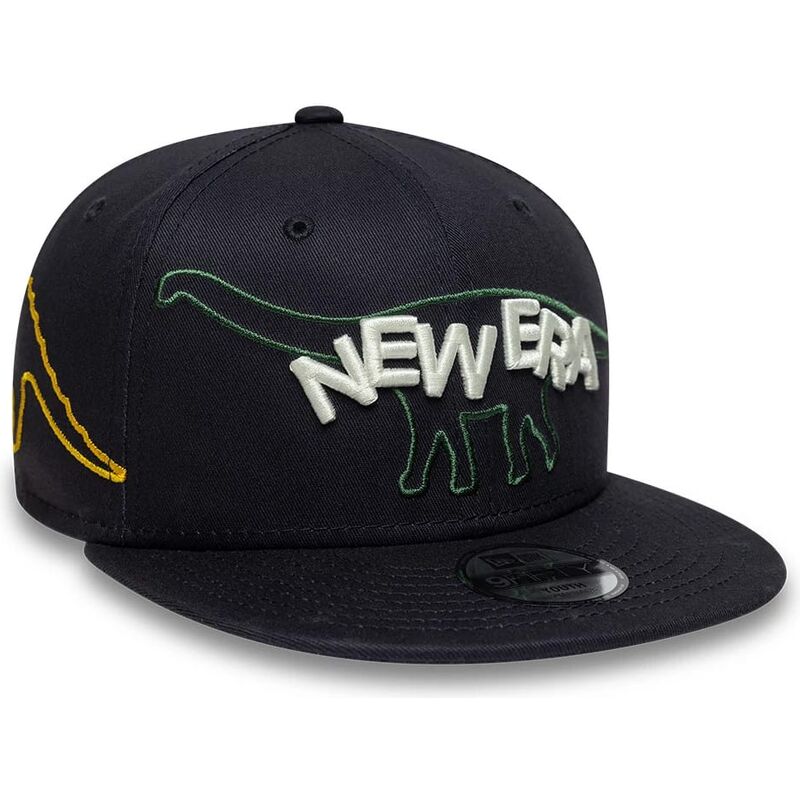casquette-plate-bleue-marine-snapback-pour-enfant-9fifty-dino-new-era