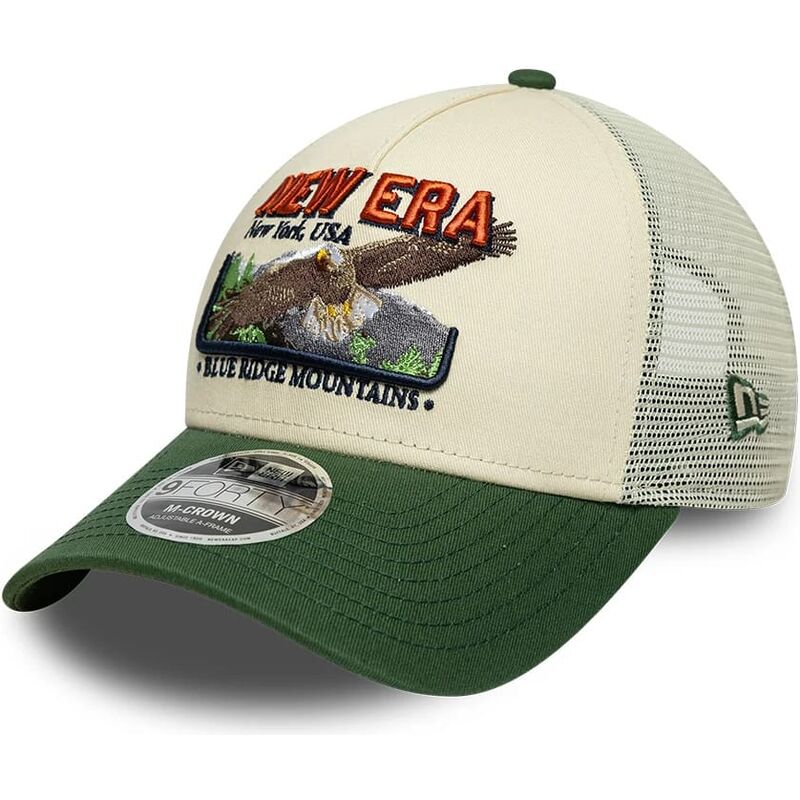 casquette-trucker-verte-et-beige-9forty-m-crown-a-frame-graphic-new-era