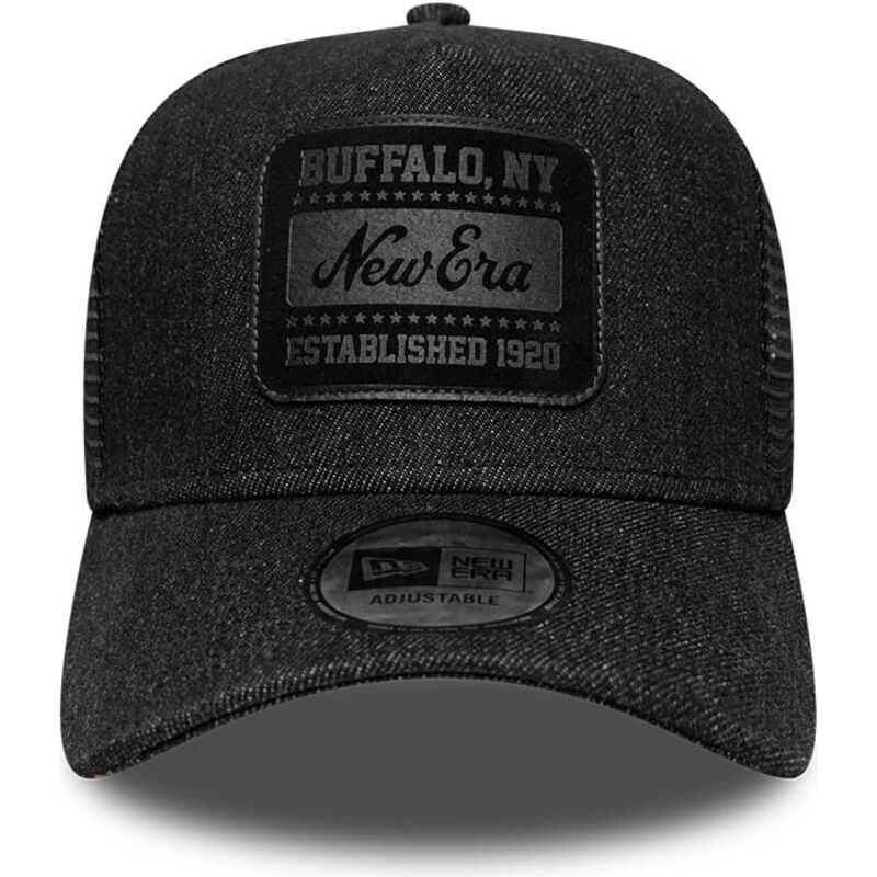 casquette-trucker-noire-avec-logo-noir-a-frame-patch-denim-new-era
