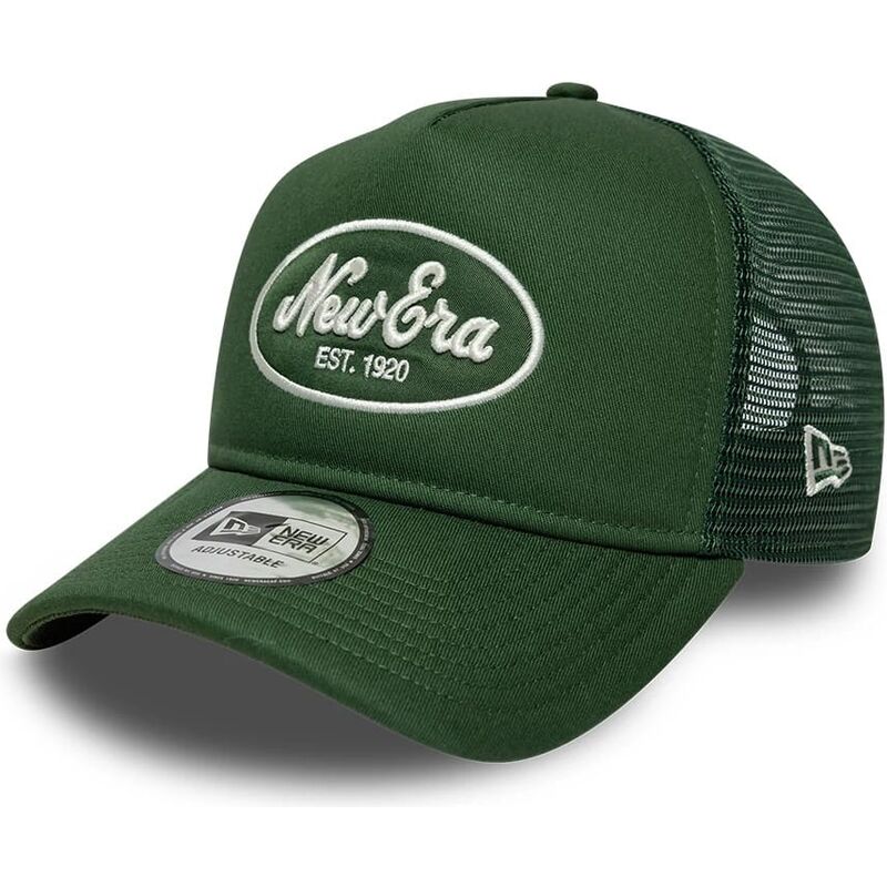 casquette-trucker-verte-a-frame-oval-patch-foam-new-era