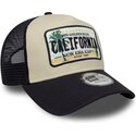 casquette-trucker-beige-et-bleue-marine-a-frame-license-plate-california-new-era