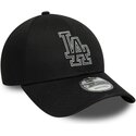 casquette-courbee-noire-ajustable-9forty-metallic-outline-los-angeles-dodgers-mlb-new-era