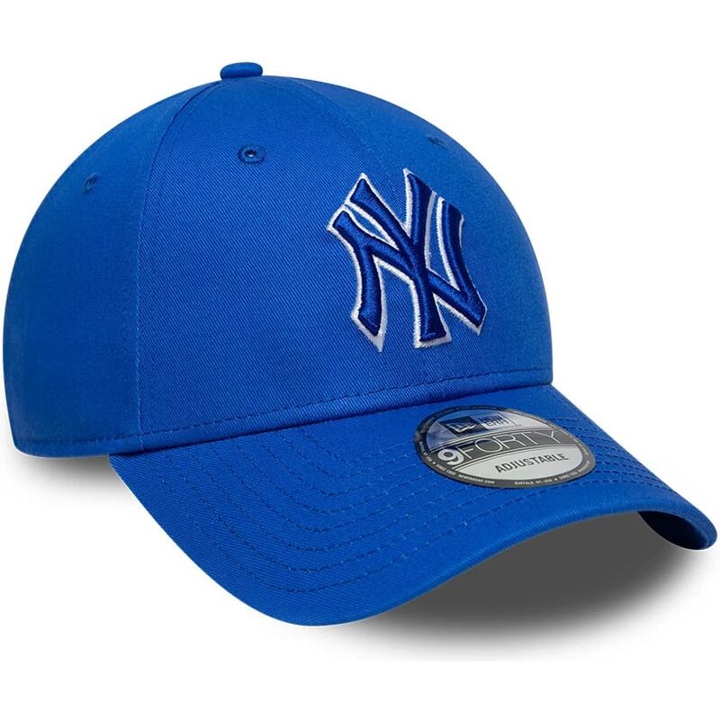 casquette-courbee-bleue-ajustable-avec-logo-bleu-9forty-team-outline-new-york-yankees-mlb-new-era casquette-courbee-bleue-ajustable-avec-logo-bleu-9forty-team-outline-new-york-yankees-mlb-new-era