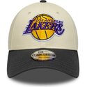 casquette-courbee-beige-et-noire-ajustable-9forty-colour-block-los-angeles-lakers-nba-new-era