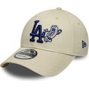 casquette-courbee-beige-et-bleue-ajustable-9forty-food-icon-los-angeles-dodgers-mlb-new-era