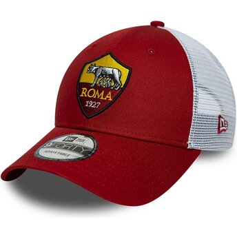 Casquette trucker rouge et blanche ajustable 9FORTY League Associazione Sportiva Roma Serie A New Era