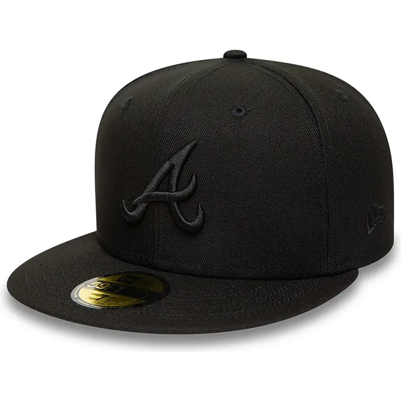 casquette-plate-noire-ajustee-avec-logo-noir-59fifty-atlanta-braves-mlb-new-era casquette-plate-noire-ajustee-avec-logo-noir-59fifty-atlanta-braves-mlb-new-era