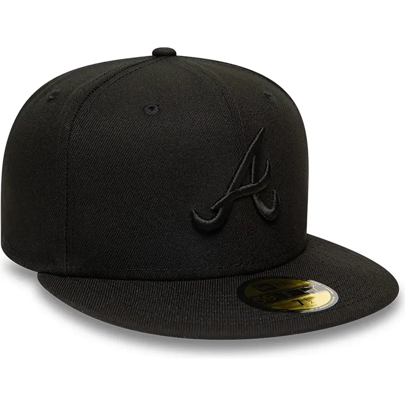 casquette-plate-noire-ajustee-avec-logo-noir-59fifty-atlanta-braves-mlb-new-era casquette-plate-noire-ajustee-avec-logo-noir-59fifty-atlanta-braves-mlb-new-era