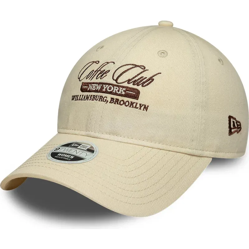 casquette-courbee-beige-ajustable-pour-femme-9twenty-coffee-club-new-era