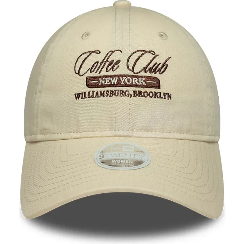 casquette-courbee-beige-ajustable-pour-femme-9twenty-coffee-club-new-era